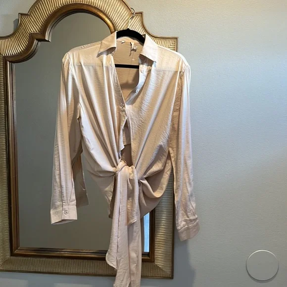 Princess Polly Oversized‎ Tie Front Shirt *New - Picture 5 of 8